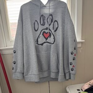 Gray Hoodie with Paw Print Design